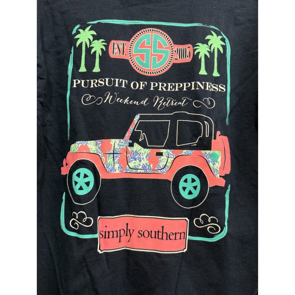 Simply Southern T-Shirt Navy Blue Pursuit of Preppiness Weekend Retreat M - Picture 3 of 5